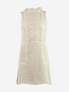 Chanel Cream sleeveless crochet mini dress - size UK 6