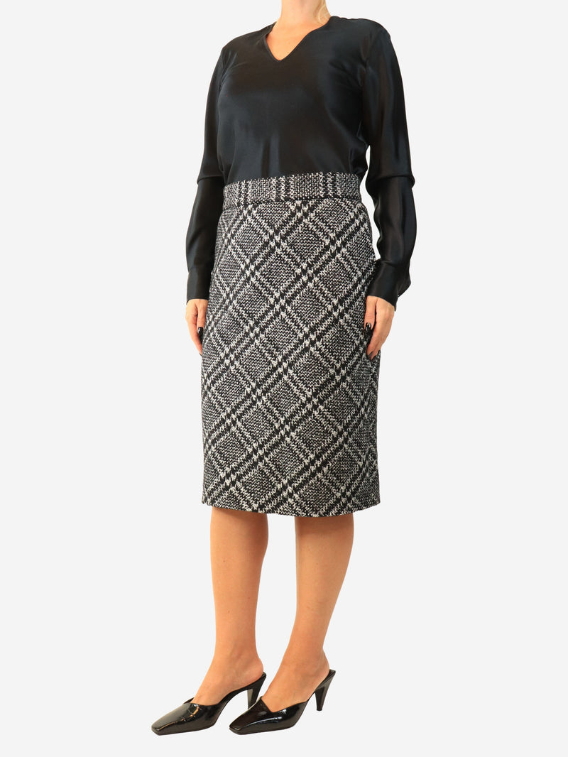 Black and white plaid tweed midi skirt - size UK 14 Skirts Dolce & Gabbana 