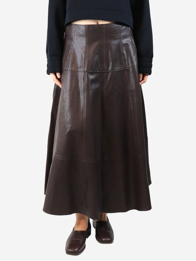 Dark brown leather midi skirt - size UK 16 Skirts Ulla Johnson 