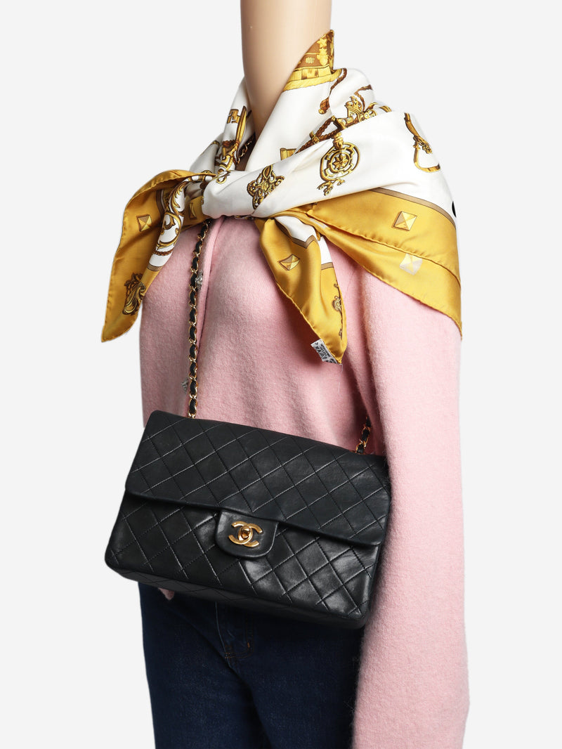 Black 1989 medium lambskin Classic Double Flap bag Shoulder bags Chanel 