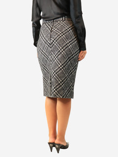 Black and white plaid tweed midi skirt - size UK 14 Skirts Dolce & Gabbana 
