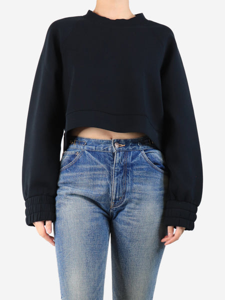 Black cropped scuba sweatshirt - size L product image