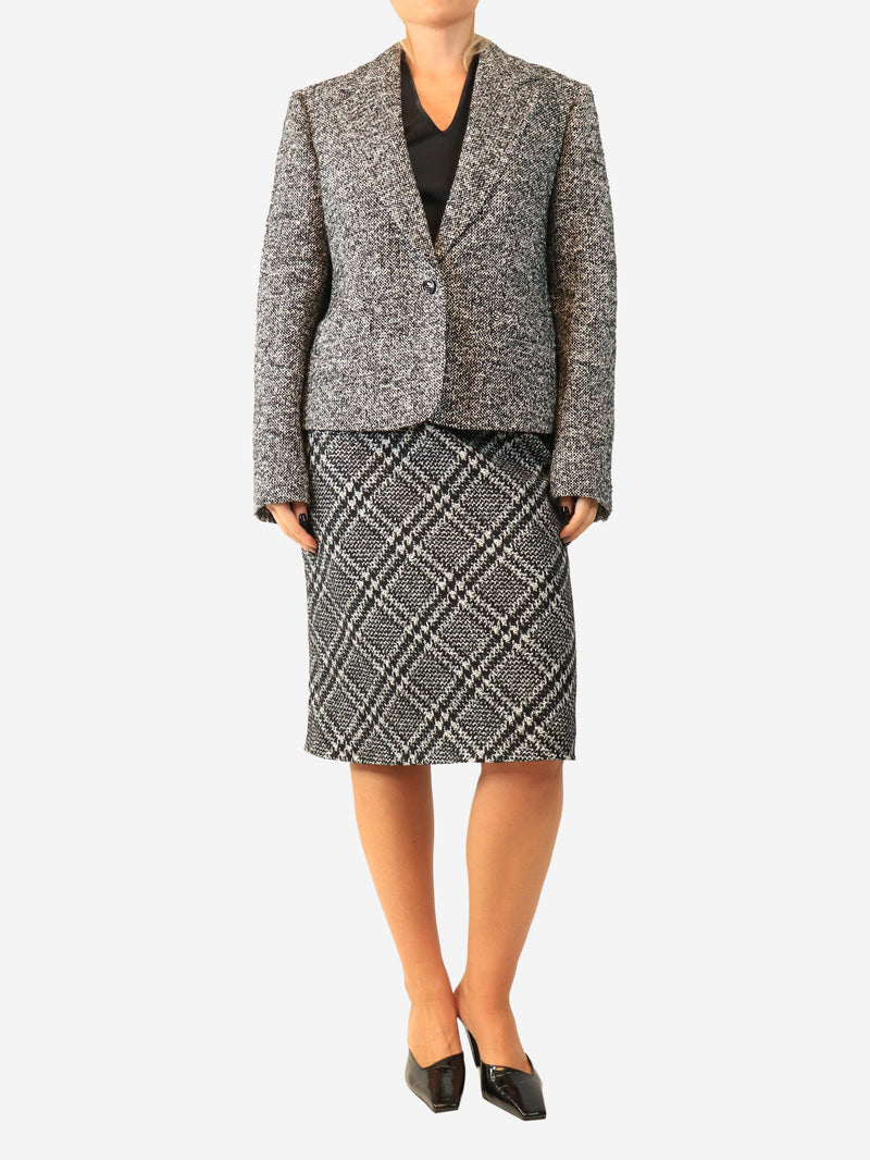 Grey single-breasted tweed blazer - size UK 12 Coats & Jackets Dolce & Gabbana 