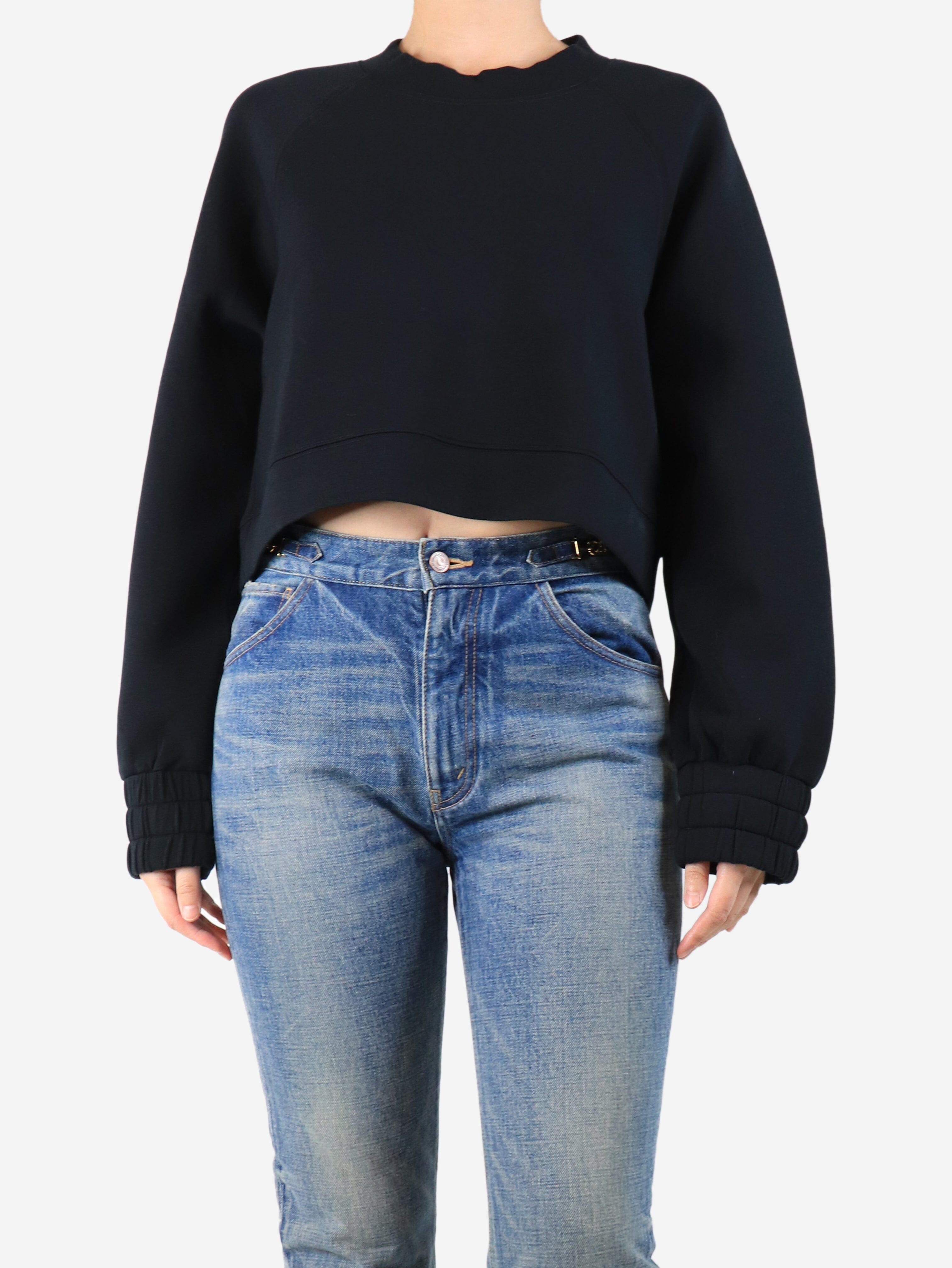 Black cropped scuba sweatshirt - size L Tops Veronica Beard 