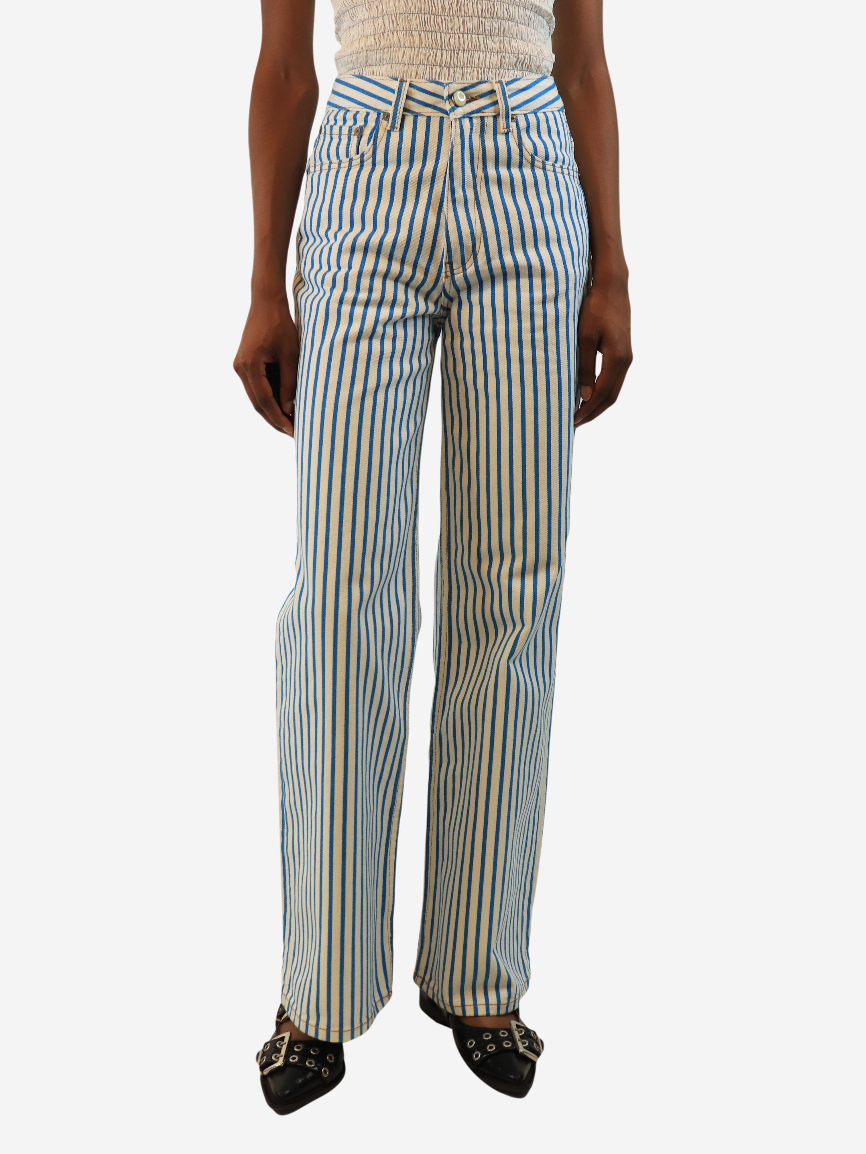 Blue and white Magny striped high-rise jeans - size UK 6 Denim Ganni 