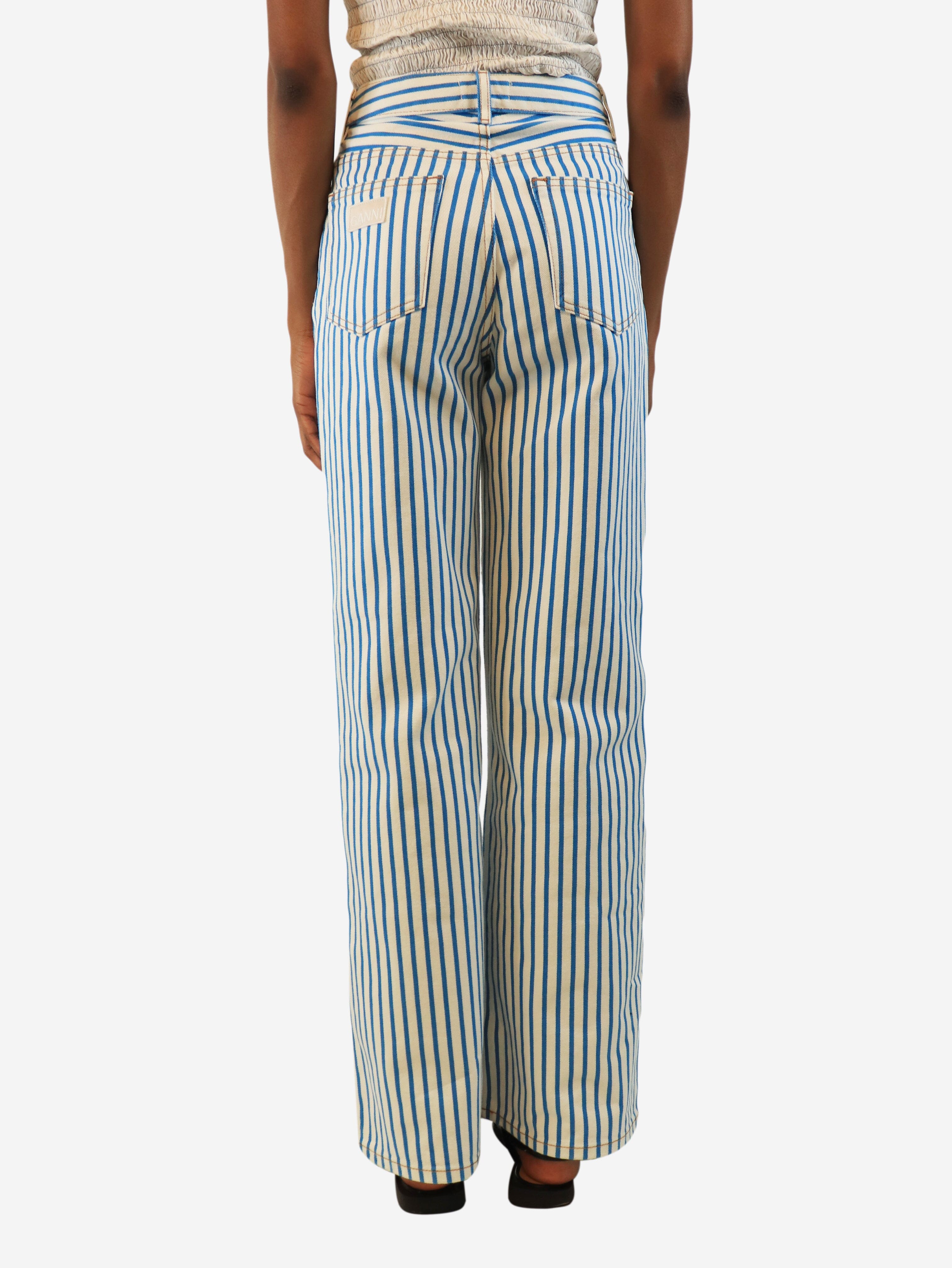 Blue and white Magny striped high-rise jeans - size UK 6 Denim Ganni 