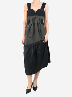 Khaki and black contrast midi dress - size UK 10 Dresses Prada 