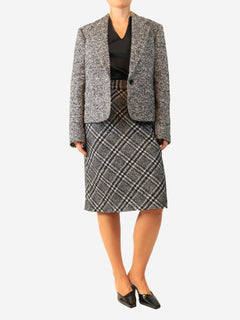 Grey single-breasted tweed blazer - size UK 12 Coats & Jackets Dolce & Gabbana 
