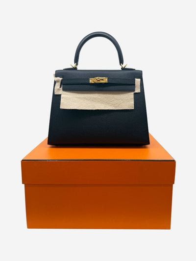 Black 2024 Kelly 20 bag in Epsom Sellier leather Top Handle Bags Hermes 