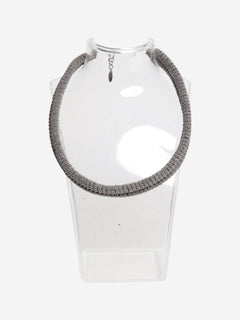 Black leather and monili necklace Necklaces Brunello Cucinelli 