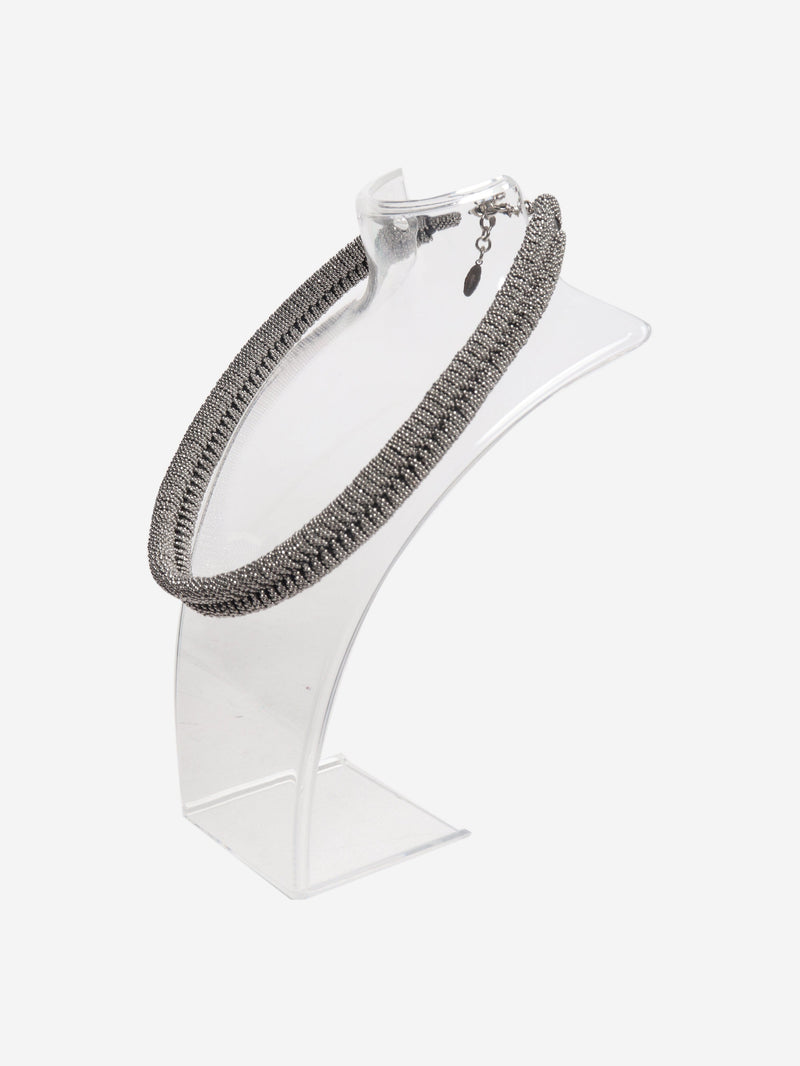 Black leather and monili necklace Necklaces Brunello Cucinelli 