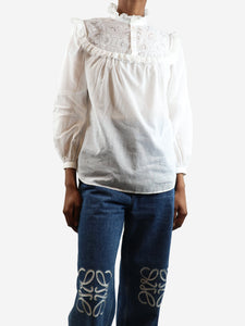 Celine White Romy embroidered shirt - size UK 8