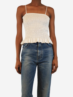 White shirred pinstripe top - size XS Tops ATM 