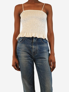 White shirred pinstripe top - size XS Tops ATM 