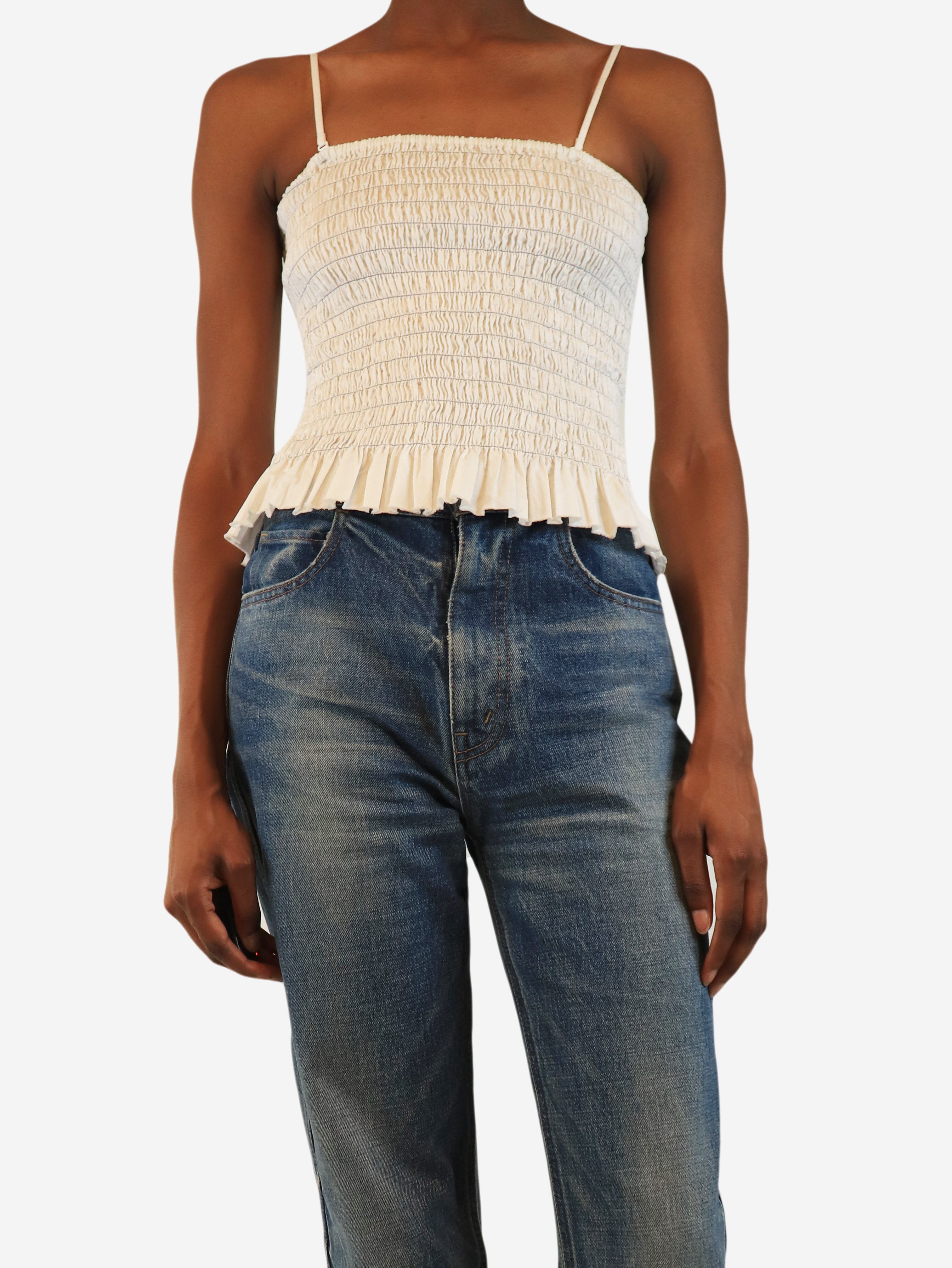 White shirred pinstripe top - size XS Tops ATM 