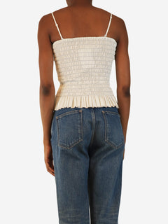 White shirred pinstripe top - size XS Tops ATM 
