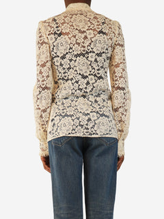 Cream lace shirt - size UK 6