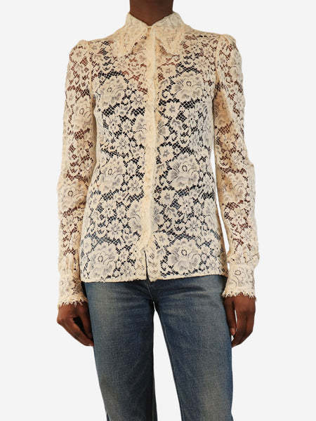 Cream lace shirt - size UK 6 product image