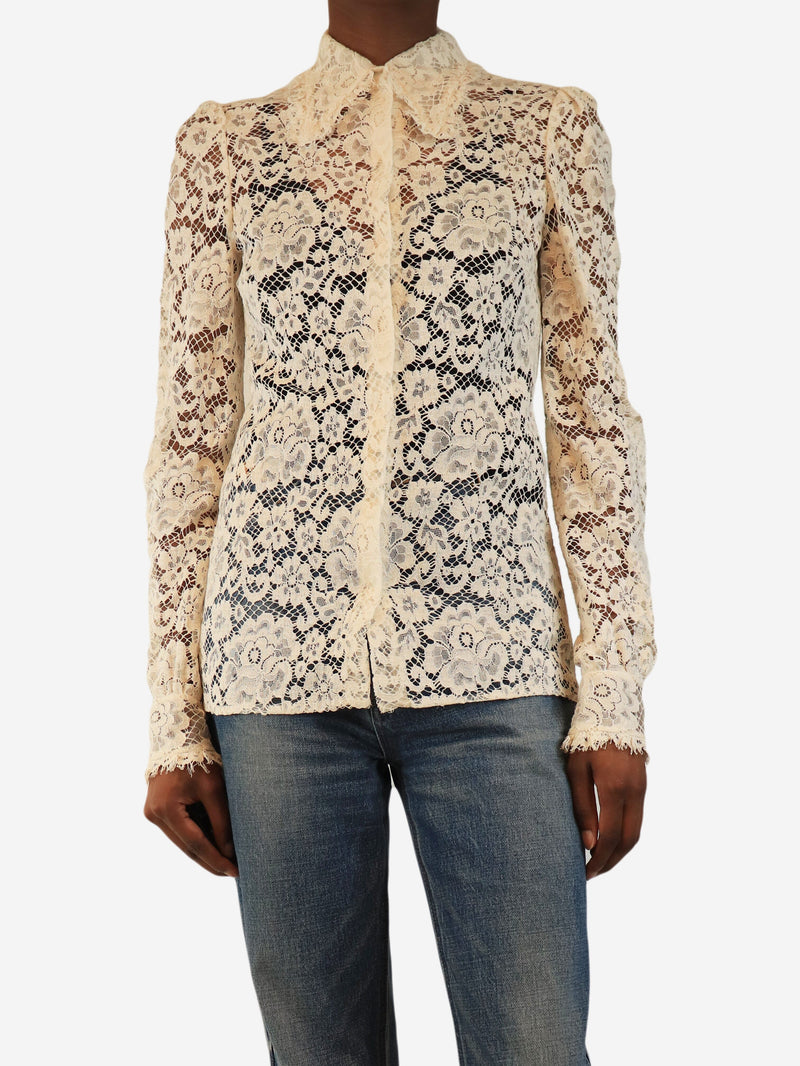 Cream lace shirt - size UK 6 Tops Dolce & Gabbana 