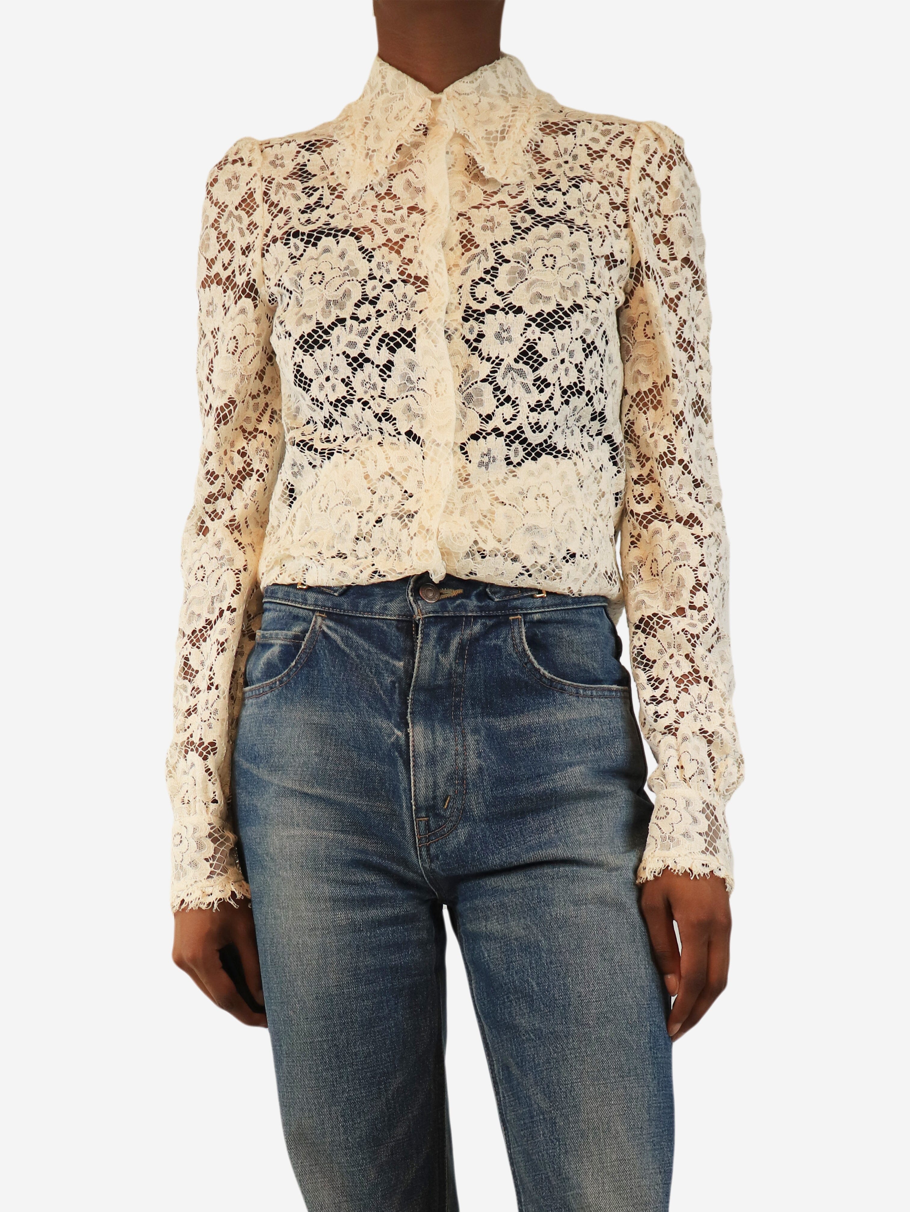 Cream lace shirt - size UK 6 Tops Dolce & Gabbana 