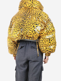 Yellow leopard print cropped puffer jacket - size S Coats & Jackets Dolce & Gabbana 