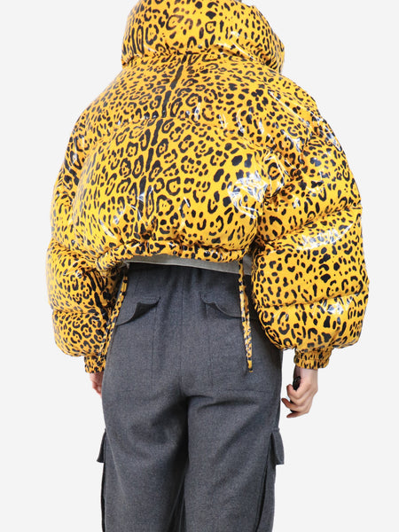 Yellow leopard print cropped puffer jacket - size S alternate image