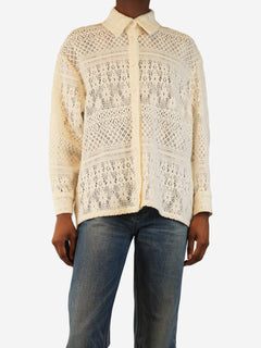 Cream crochet knit shirt - size XS