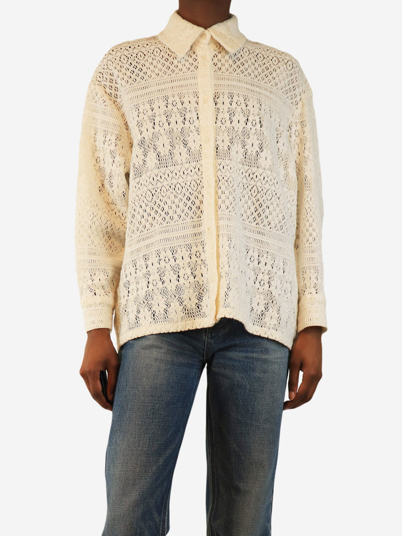 Cream crochet knit shirt - size XS