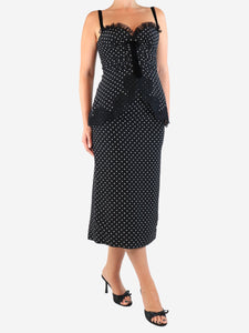 Alessandra Rich Black and white polka dot midi dress - size UK 8