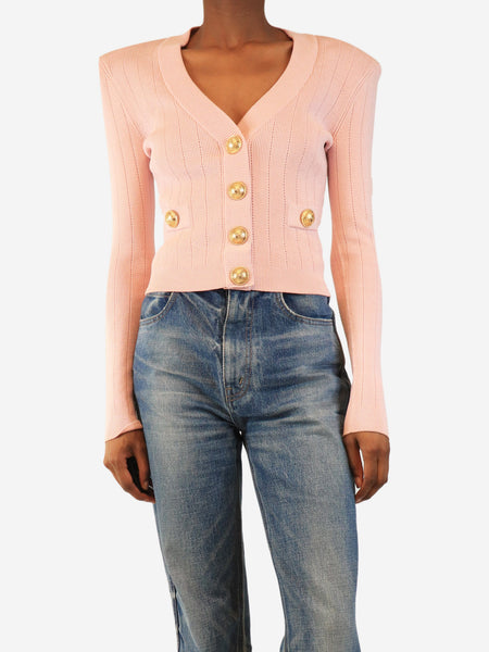 Pink button-up cardigan - size UK 8 product image