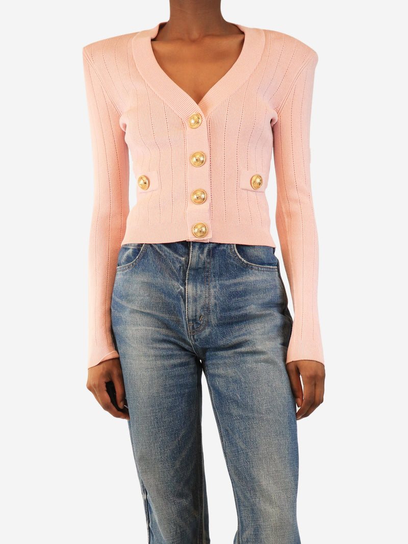 Pink button-up cardigan - size UK 8
