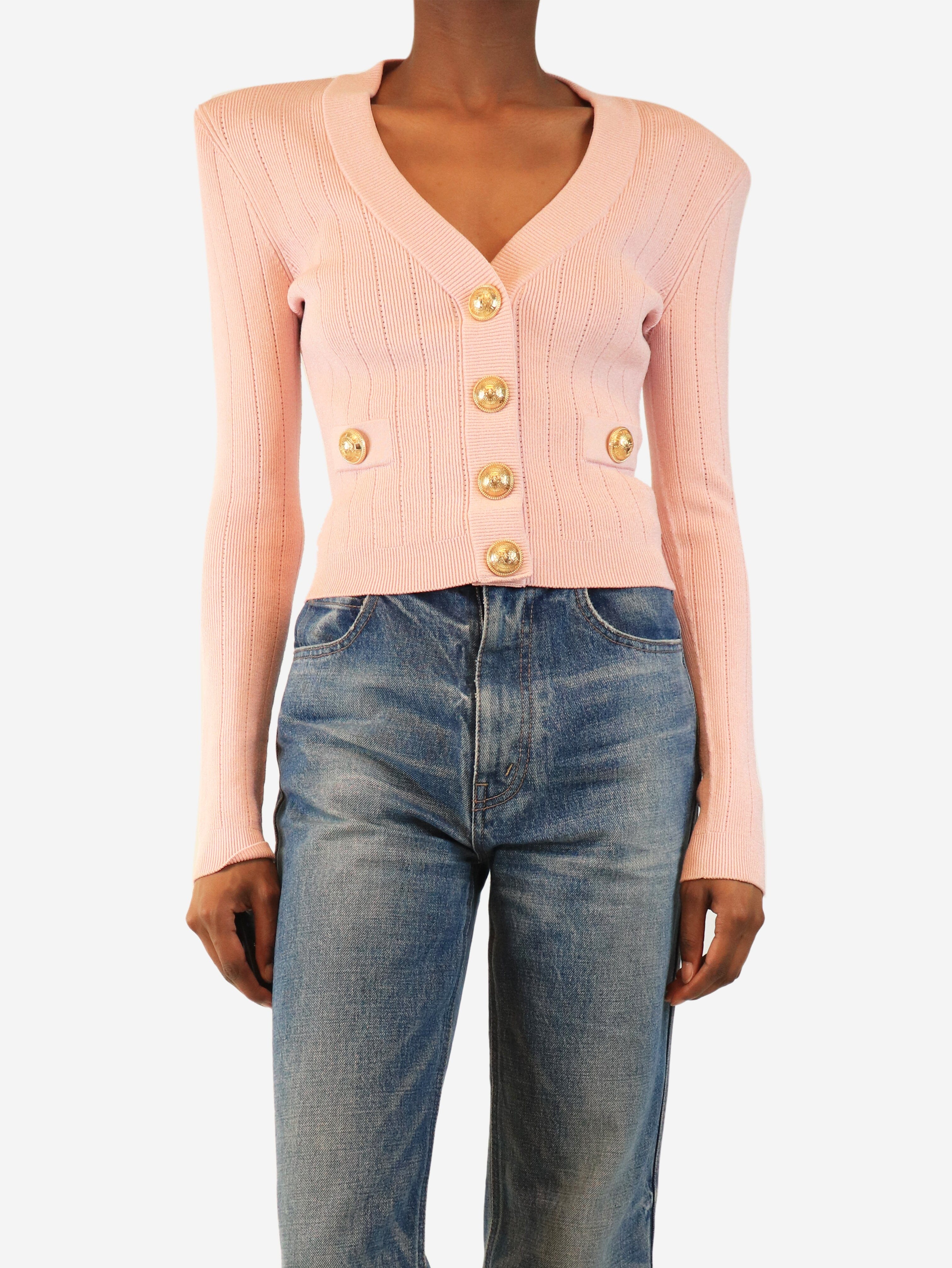 Pink button-up cardigan - size UK 8 Knitwear Balmain 