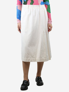 MHL Cream linen-blend midi skirt - size M