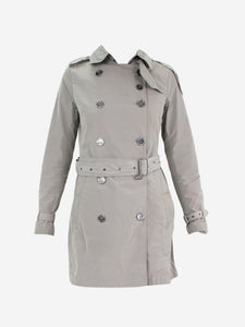 Burberry Grey double-breasted trench coat - size UK 6
