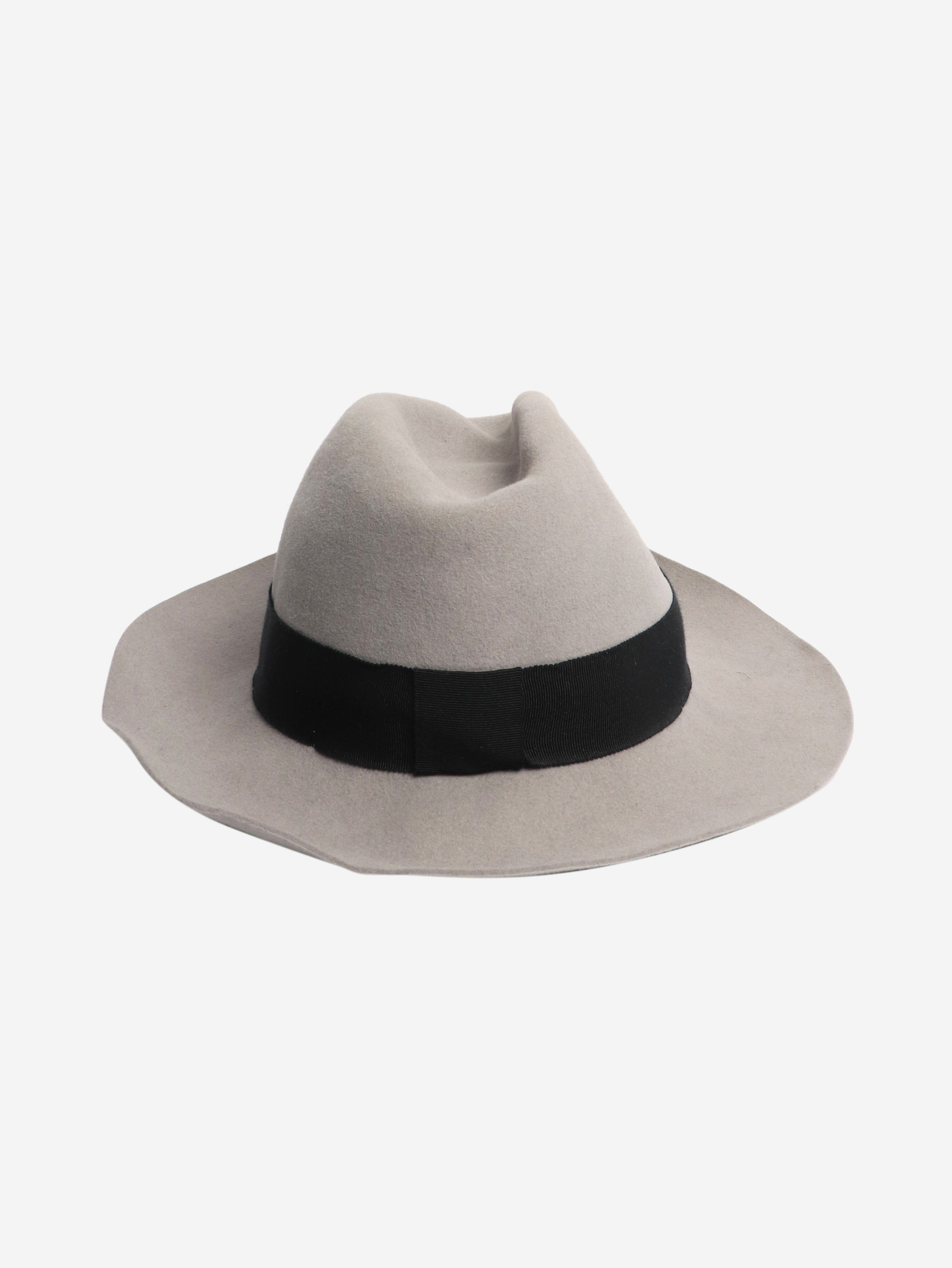 Grey and black fedora hat - size L Hats Maison Michel 