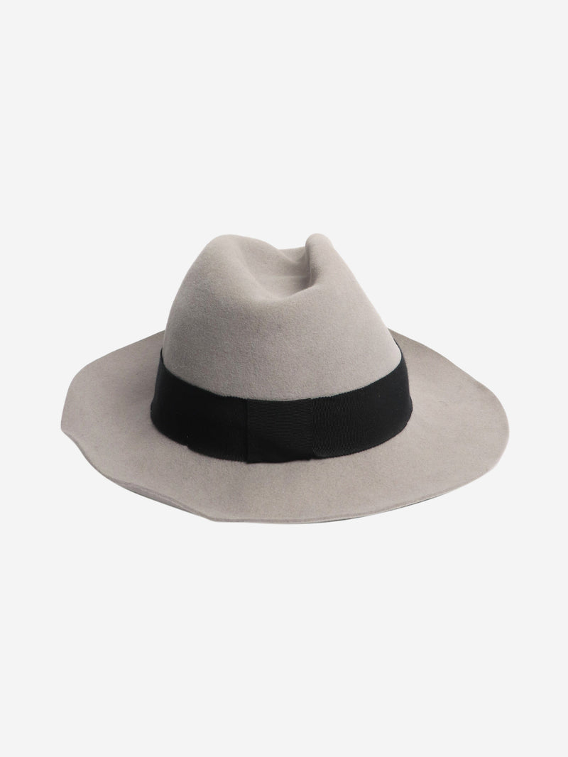 Grey and black fedora hat - size L Hats Maison Michel 