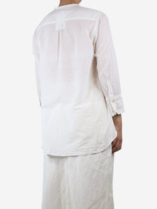 Dosa White ruffle-trim cotton shirt - size UK 12