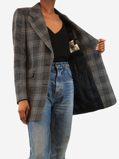 Grey check blazer - size UK 6