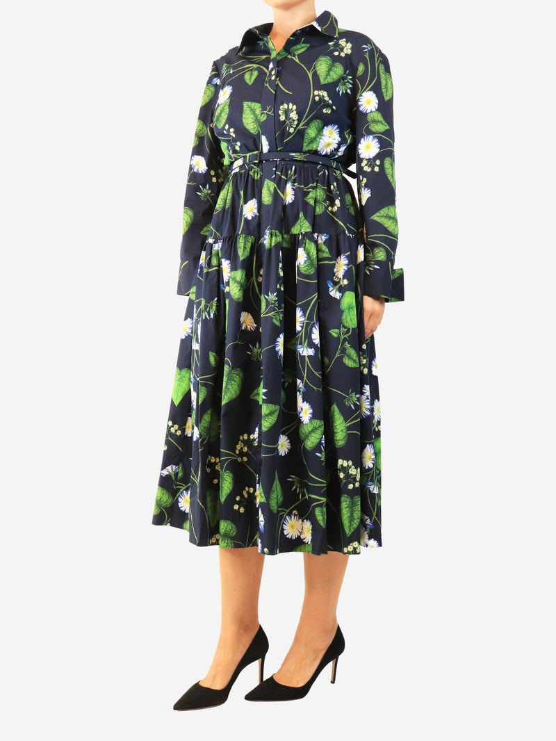 Navy Morning Glory shirt dress - size UK 16 Dresses Oscar De La Renta 