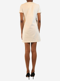 White short-sleeved embroidered T-shirt dress - size XS