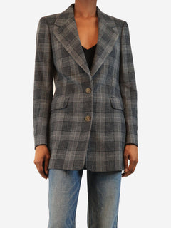 Grey check blazer - size UK 6