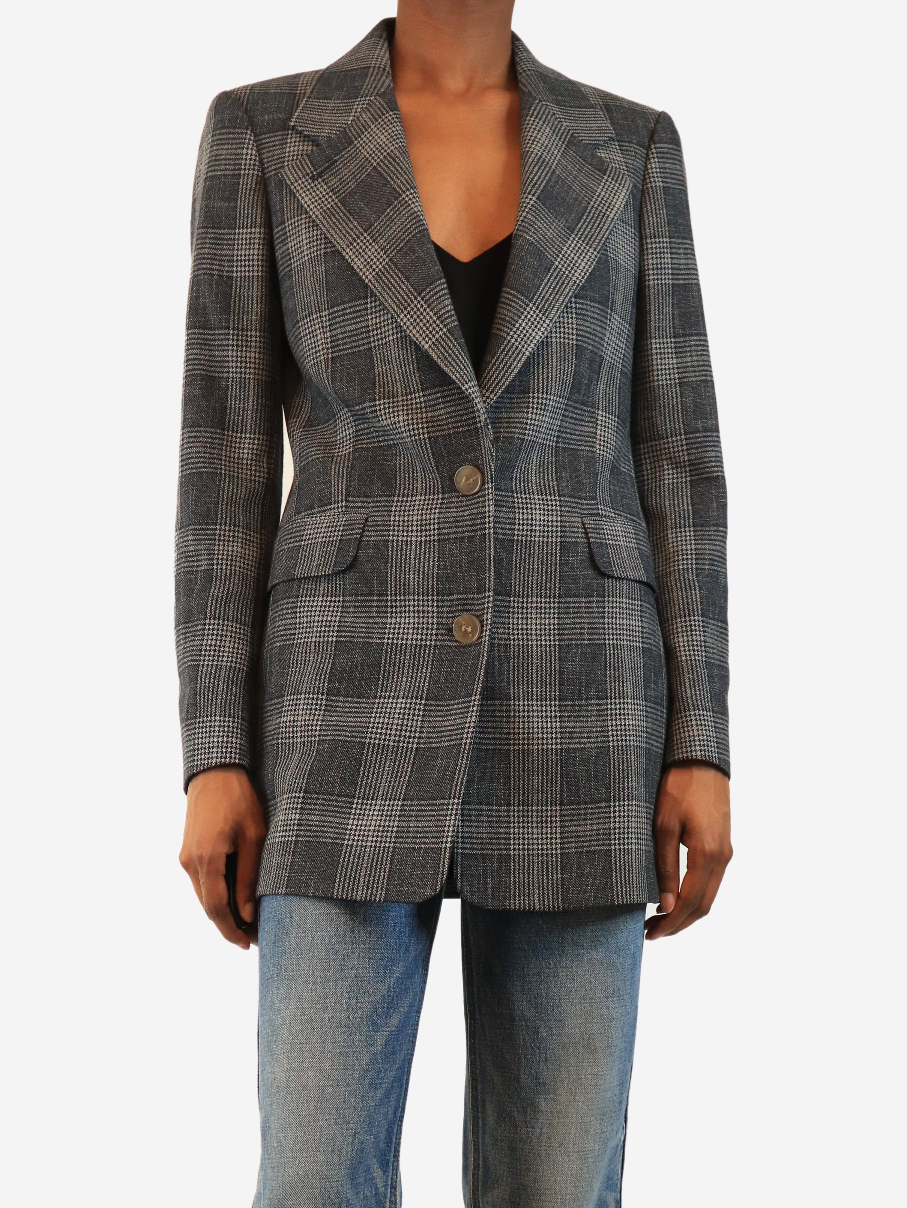 Grey check blazer - size UK 6