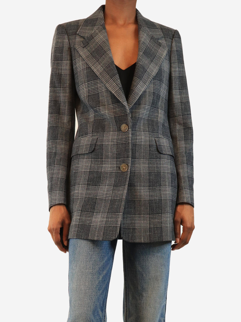 Grey check blazer - size UK 6