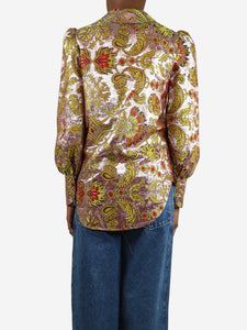 Gucci Red and yellow floral lurex jacquard shirt - size UK 6