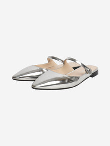 Silver metallic leather mules - size EU 39 Flat Sandals Prada 
