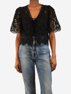 Black lace tie-front blouse - size XS Tops Sea New York 