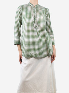 Dosa Green and white gingham shirt - size UK 10