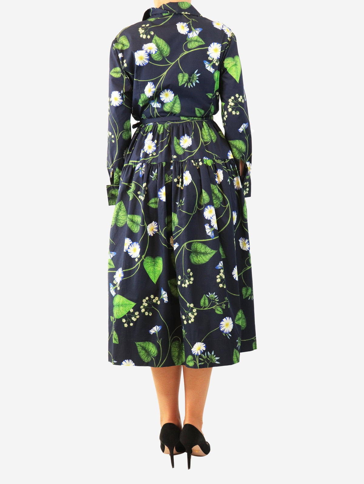 Navy Morning Glory shirt dress - size UK 16 Dresses Oscar De La Renta 