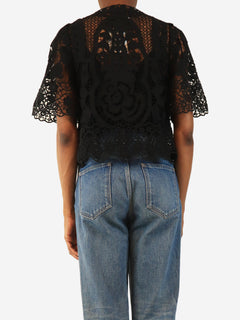 Black lace tie-front blouse - size XS Tops Sea New York 
