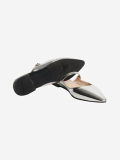 Silver metallic leather mules - size EU 39 Flat Sandals Prada 